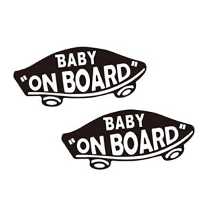 2pcs baby on board sticker for cars waterproof, funny safety baby on board sign decal for kids reflective design for car,skateboarding