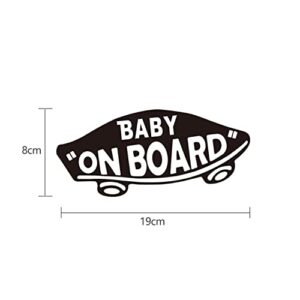 2Pcs Baby On Board Sticker for Cars Waterproof, Funny Safety Baby On Board Sign Decal for Kids Reflective Design for Car,Skateboarding