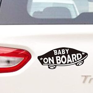 2Pcs Baby On Board Sticker for Cars Waterproof, Funny Safety Baby On Board Sign Decal for Kids Reflective Design for Car,Skateboarding