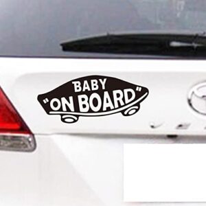 2Pcs Baby On Board Sticker for Cars Waterproof, Funny Safety Baby On Board Sign Decal for Kids Reflective Design for Car,Skateboarding