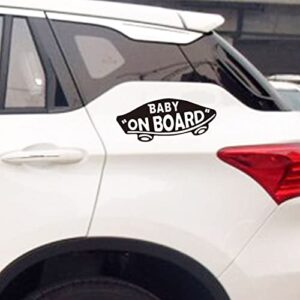 2Pcs Baby On Board Sticker for Cars Waterproof, Funny Safety Baby On Board Sign Decal for Kids Reflective Design for Car,Skateboarding