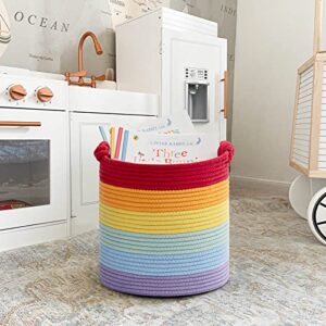 Goodpick Rainbow Rope Baskets, 11 x 11 Cube Storage Bins for Organizing, Nursery Baby Toy Basket for Play Room, Classroom, Round Storage Basket 3 Packs
