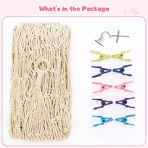 LAT LEE AND TOWN Stuffed Animal Net or Hammock Hanging Toy Net Stuff Animal Storage Hammock Organizer for Nursery Kids Room Bedroom Playroom (Beige)