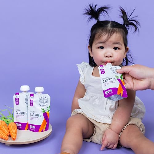 Serenity Kids 6+ Months Certified Organic Baby Food Pouches Veggie Puree | No Sugary Fruits or Added Sugar | Allergen Free | 3.5 Ounce BPA-Free Pouch | Garden Veggie Variety Pack | 6 Count