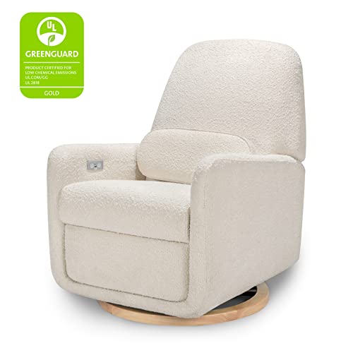 Ubabub Arc Glider Recliner w/Electronic Control and USB, White Boucle