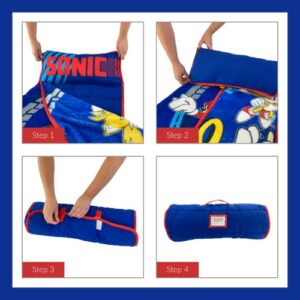 Sonic The Hedgehog 24"(W) X 45"(L) Soft Toddler Nap Mat with Pillow and Blanket Perfect for Preschool, Daycare, and Travel (100% Official Licensed Product)