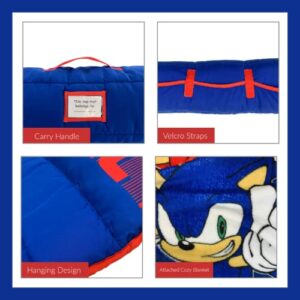 Sonic The Hedgehog 24"(W) X 45"(L) Soft Toddler Nap Mat with Pillow and Blanket Perfect for Preschool, Daycare, and Travel (100% Official Licensed Product)