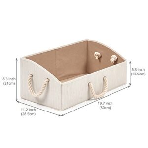 EZOWare Set of 6 Large Storage Bins Foldable Fabric Organizer Boxes with Cotton Rope Handle, Collapsible Basket for Closet, Baby Toys, Diaper - Beige