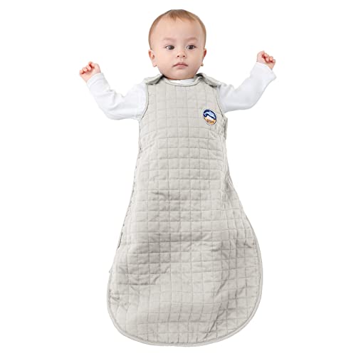 ZIGJOY Gently Weighted Baby Sleep Sack, 1.2 TOG Newborn Sleeping Bag with 2-Way Zipper, Toddler Transition Sleeping Bag for 0-6 Months Grey