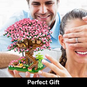 Gyinere Cherry Blossom Bonsai Tree Building Blocks for Girls,Mini Bonsai Tree Kit,Cherry Blossom Tree Toy Building Sets,Sakura Tree House Decor Building Sets for Adults,Idea Gifts for Adults Kids