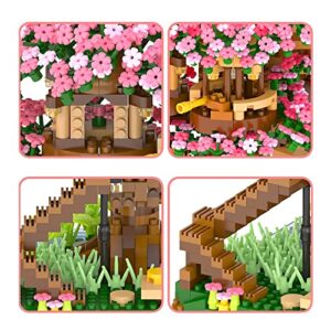 Gyinere Cherry Blossom Bonsai Tree Building Blocks for Girls,Mini Bonsai Tree Kit,Cherry Blossom Tree Toy Building Sets,Sakura Tree House Decor Building Sets for Adults,Idea Gifts for Adults Kids