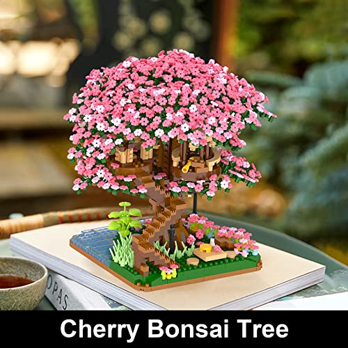 Gyinere Cherry Blossom Bonsai Tree Building Blocks for Girls,Mini Bonsai Tree Kit,Cherry Blossom Tree Toy Building Sets,Sakura Tree House Decor Building Sets for Adults,Idea Gifts for Adults Kids