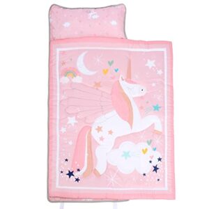 Poemuphi Toddler Nap Mat - Magical Unicorn Design with Removable Pillow and Soft Blanket, Slumber Bag for Girls' Daycare, Preschool, Travel, and Camping