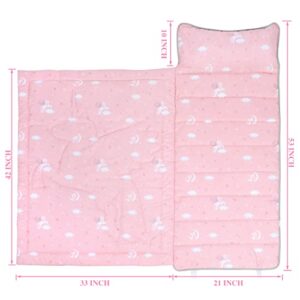 Poemuphi Toddler Nap Mat - Magical Unicorn Design with Removable Pillow and Soft Blanket, Slumber Bag for Girls' Daycare, Preschool, Travel, and Camping