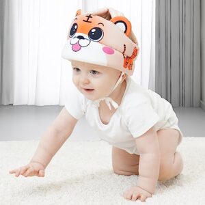 baby safety helmet toddler head protection, toddler walking helmet cushion breathable, baby bumper protect hat head cushion breathable for running walking crawling tiger