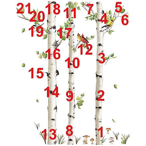 decalmile Large Birch Tree Wall Decals White Tree Forest Birds Wall Stickers Bedroom Living Room Baby Nursery Wall Decor