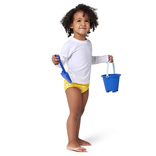 Gerber Unisex Baby Toddler UPF 50+ Long Sleeve Rashguard Swim Shirt, White, 12 Months