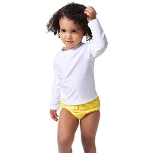 Gerber Unisex Baby Toddler UPF 50+ Long Sleeve Rashguard Swim Shirt, White, 12 Months