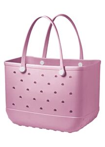 qkstan rubber beach bag tote bag - waterproof sandproof eva portable outdoor lightweight travel bags handbag for beach boat (pink, medium)