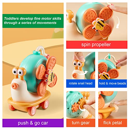 Baby Suction Cup Spinner Toys - Toddler Sensory Montessori Educational Fine Motor Skills Toys Learning Activities - Gifts for 6 9 12 18 Month Age 1 2 3 One Two Year Old Boys Girls Infant Bath Toys