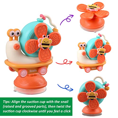 Baby Suction Cup Spinner Toys - Toddler Sensory Montessori Educational Fine Motor Skills Toys Learning Activities - Gifts for 6 9 12 18 Month Age 1 2 3 One Two Year Old Boys Girls Infant Bath Toys