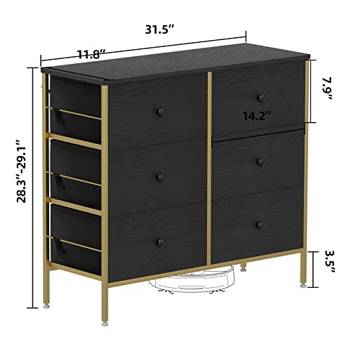 Visiblesser Black Dresser for Bedroom, Fabric Dresser for Closet, 6 Drawer Dresser with Metal Frame, Storage Organizer for Living Room, Hallway, Nursery