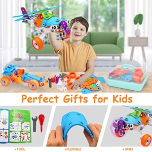 Kids Building Games STEM Toys for 6 7 8 9+ Year Old Boys Birthday Gifts, 132PCS Educational Autistic Building Toys for Boys Ages 6-8 8-10 8-12 Stem Engineering Kit Creative Learning Steam Activities