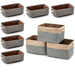 ezoware 6pc small storage bins baskets + set of 3 large canvas fabric tweed storage organizer cube for nursery kids toddlers home and office