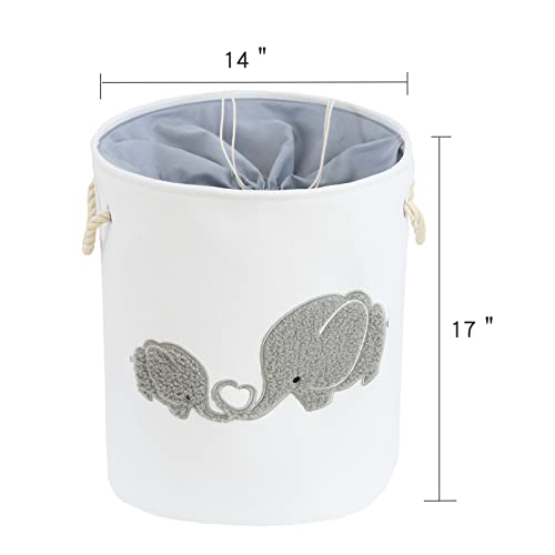 INough Baby Laundry Basket Elephant, Baby Girl Basket Large Baby Hamper for Nursery Boy, Kids Laundry Baskets, Nursery Hamper for Baby, Baby Nursery Decor for Livingroom Kidsroom Play Room