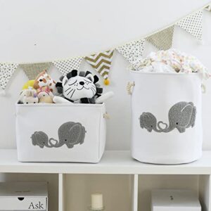 INough Baby Laundry Basket Elephant, Baby Girl Basket Large Baby Hamper for Nursery Boy, Kids Laundry Baskets, Nursery Hamper for Baby, Baby Nursery Decor for Livingroom Kidsroom Play Room