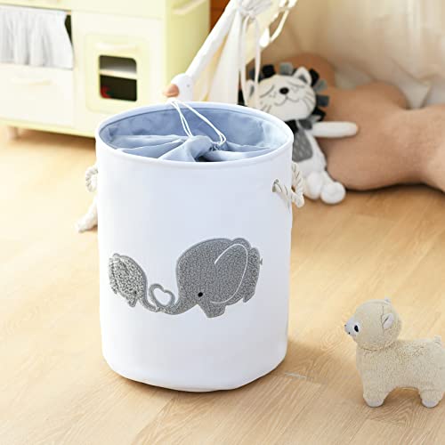 INough Baby Laundry Basket Elephant, Baby Girl Basket Large Baby Hamper for Nursery Boy, Kids Laundry Baskets, Nursery Hamper for Baby, Baby Nursery Decor for Livingroom Kidsroom Play Room