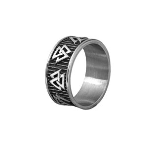 viking men odin valknut forging 316l stainless steel ring pagan punk nordic amulet biker jewelry