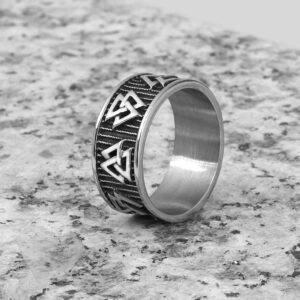 Viking Men Odin Valknut Forging 316L Stainless Steel Ring Pagan Punk Nordic Amulet Biker Jewelry