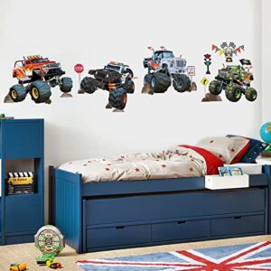 wondever Racing Car Wall Stickers Truck Vehicles Peel and Stick Wall Art Decals for Boys Room Kids Bedroom Playroom