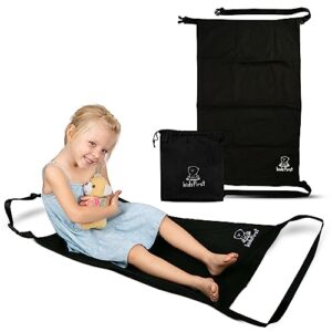 "kidsfirst airplane footrest for kids - durable and comfortable toddler airplane seat extender made with 600d oxford - kids travel bed airplane with non-slip rubber backing - 29.5” x 16.9” "