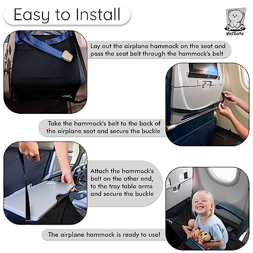 "KidsFirst Airplane Footrest for Kids - Durable and Comfortable Toddler Airplane Seat Extender Made with 600D Oxford - Kids Travel Bed Airplane with Non-Slip Rubber Backing - 29.5” x 16.9” "