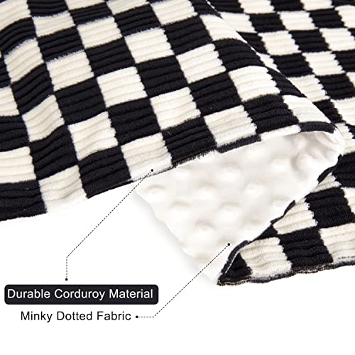 BEILIMU Baby Blanket for Boys Comfy Durable Corduroy Toddler Blanket with Double Layer Dotted Backing Checkerboard Grid Chessboard Gingham Warmer Bed Blankets for Newborn Infants Black, 30x40 Inches