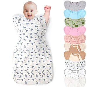 knirose swaddle blanket sleep sack with arms up design help baby self-soothing 2 packs, 3-way transitions to arms-free wearable sleeping bag for newborn baby snug fit calms startle reflex better sleep