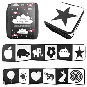 spiggly black and white high contrast soft baby book – newborn toy for 0-3 months visual and brain development – infant tummy time toy – sensory toy for babies 0-6 months