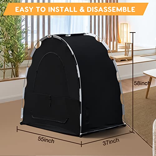 besuhot Blackout Cover for Pack N Play, Baby Sleep Pod Slumber, Portable Sunshade Travel Crib Canopy Blocks 95% of Light（Black）