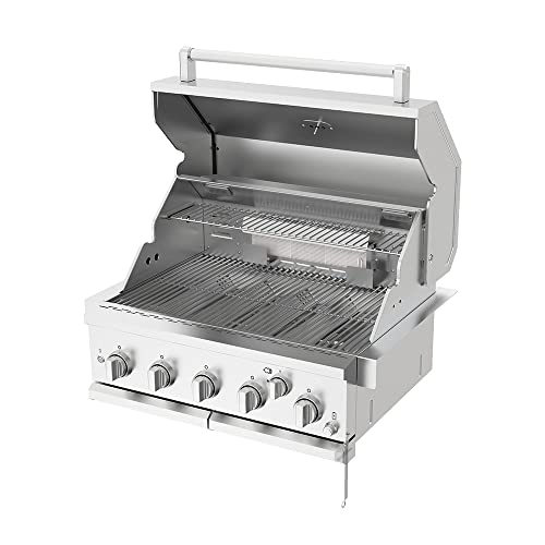 Spire Premium Grill built-in head, 5-Burner with Rear Burner Propane Grill, Convertible to Natural Gas, 30 inches Built In 3050R Island Grill Head, Stainless Steel, BBQ Grill Island