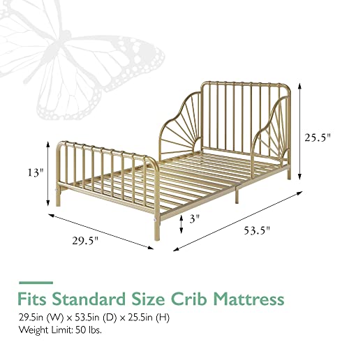 Little Seeds Quinn Whimsical Metal Toddler Bed, Gold