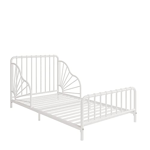 Little Seeds Quinn Whimsical Metal Toddler Bed, White