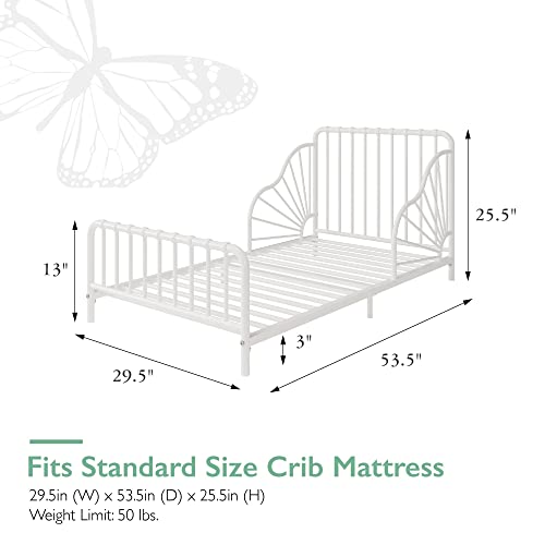 Little Seeds Quinn Whimsical Metal Toddler Bed, White