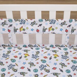 Disney Toy Story Buzz Lightyear Blue, Orange, Green and White Blast-Off Secure-Me Crib Liner