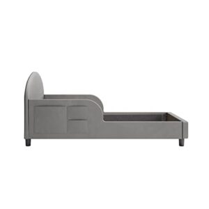 Little Seeds Oliver Upholstered Toddler Bed with Storage Pockets, Gray