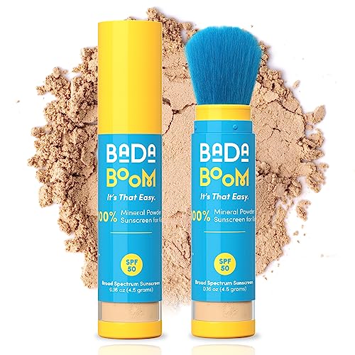 Bada Boom Mineral Translucent Sunscreen Powder, Brush on SPF 50 for Kids and Sensitive Skin