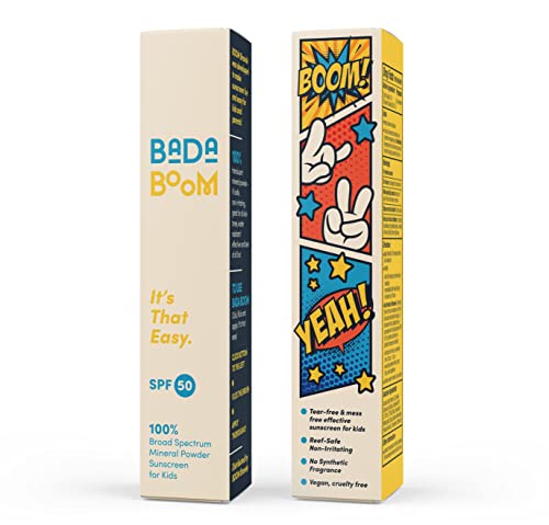 Bada Boom Mineral Translucent Sunscreen Powder, Brush on SPF 50 for Kids and Sensitive Skin