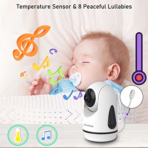 Firskids 5" Video Baby Monitor with Night Vision,2-Way Talk, VOX, Temperature Sense,3500mAh Battery Baby Monitor with Camera and Audio,Easy-to-Use,No WiFi Needed,1000ft Long Range