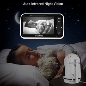 Firskids 5" Video Baby Monitor with Night Vision,2-Way Talk, VOX, Temperature Sense,3500mAh Battery Baby Monitor with Camera and Audio,Easy-to-Use,No WiFi Needed,1000ft Long Range